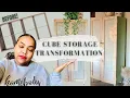 EXTREME CUBE STORAGE MAKEOVER for CRAFT SUPPLIES DIY Cabinet Doors with BURLAP IKEA KALLAX HACK