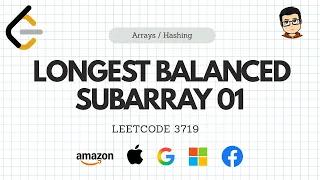 Leetcode 3719 Longest Balanced Subarray I