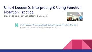 Unit 4 Lesson 3 Interpreting and Using Function Notation Practice
