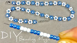 Flower Beaded Necklace Tutorial Seed Bead Jewelry Making Beading Tutorials