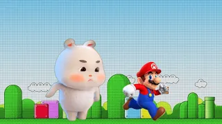 Super cute fat rabbit in super mario bros world