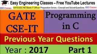 Programming for GATE Exam - Questions on Pointer to Integer and Character Array