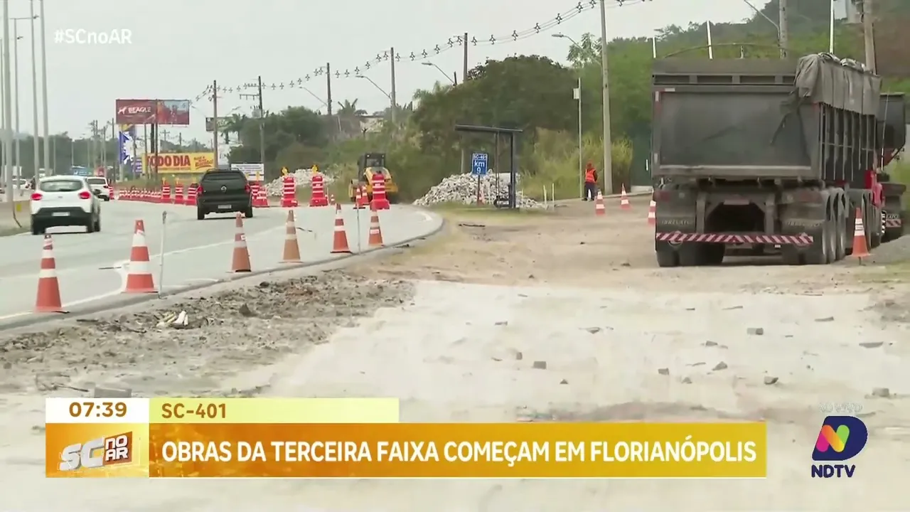 Obras da terceira faixa da SC-401 começam em Florianópolis