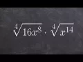 Math Tutorial for Multiplying Two Radical Expressions to the Fourth Root Together