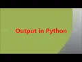 Output in Python Python Programming V H N S N C Autonomous