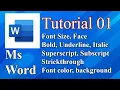 Microsoft Office Word Tutorial 01 - Font bold italic superscript subscript strikethrough bg