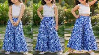 Baby Coord Set | One Shoulder Top with Full Flared Palazzo Pant Cutting & Stitching | Easy DIY 