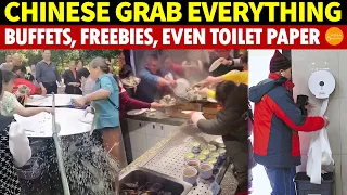 Chinese Grab Everything Buffets Fruits Rice Flowers Any Free Items Even Toilet Paper
