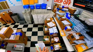 POV work week in pack-and-ship store packing customers stuff