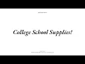 College School Supplies Starter Kit