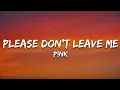 Download Lagu P!nk - Please Don't Leave Me (Lyrics)