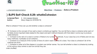 Java Practice It Self-Check 8 29 whatIsCohesion classes objects