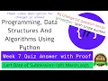 NPTEL Programming Data Structures and Algorithms Using Python Week 7 Quiz answer with proof 100