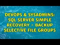 DevOps SysAdmins Sql Server Simple Recovery - Backup selective file groups 2 Solutions
