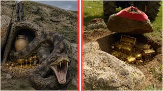 Just as she was about to grab the treasure, a huge snake attacked.