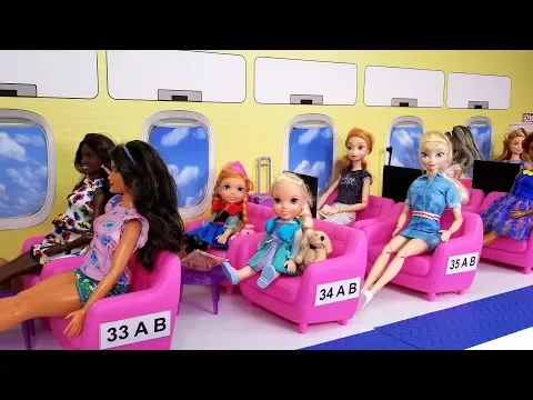 Download MP3 Airplane ! Elsa and Anna toddlers in Barbie’s plane - vacation trip