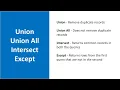Union vs Union all vs Intersect vs Except SQL Server Tamil