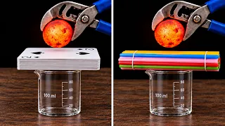 1000°C Red Hot Metal Ball vs Cards, Straws, Ice & Onion!