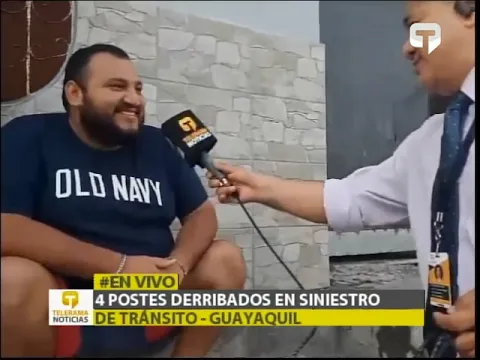 4 postes derribados en siniestro de tránsito - Guayaquil