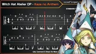【TAB】Witch Hat Atelier OP - Kaze no Anthem 風のアンセム - Fingerstyle Guitar + TAB Tutorial