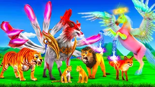 9 Tail Giant Magic Fox And Lion Tiger बड़ा जादू पांच पूंछ लोमडी और शेर  कहानी  Panchatantra Stories