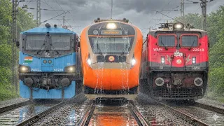 130 Kmph TRAINS in Heavy RAINS: Duronto+ Akal Takht+ WAP-4 Tebhaga+ Shatabdi+ WAG-12 Spotting+Kumbha