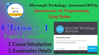 Introduction To Programming Using Python Class-1 MTA CERTIFICATION SRINIVASA TECH SKILLS