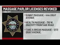 Business licenses revoked from massage parlors