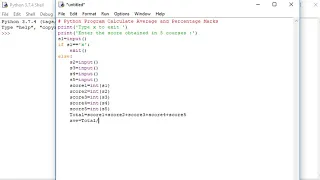 Python Program Calculate Average and Percentage Marks