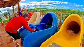 Epic Water Slide Race! Who’s the Fastest? 🌊 Blue Park Aquático 🇧🇷