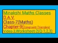 DAV Class-7 Maths Chapter-9 Congruent Triangles -3 Worksheet-2 Q-1 2 3
