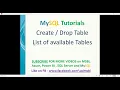 MySQL Tutorials Create or Drop tables in MySQL