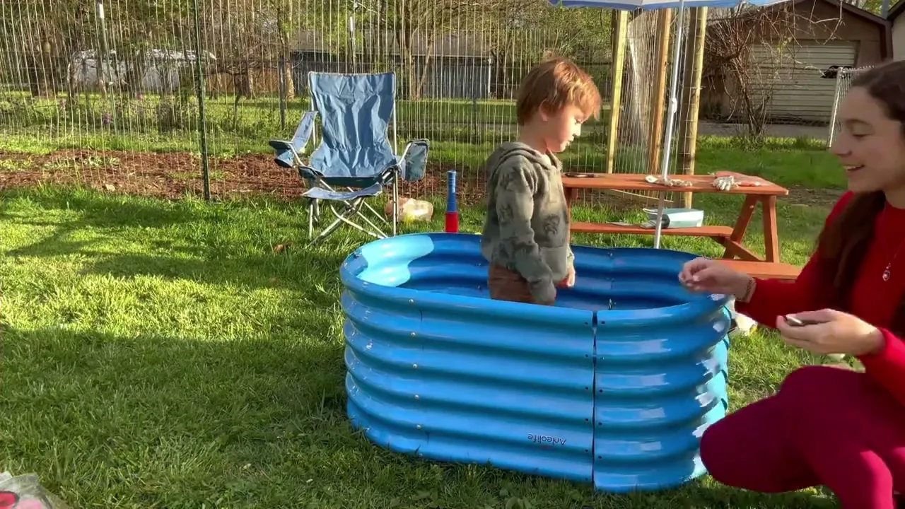 Set of 3:3x2x1.5ft Kids Round Galvanized Metal Raised Garden Beds  (Sky Blue)