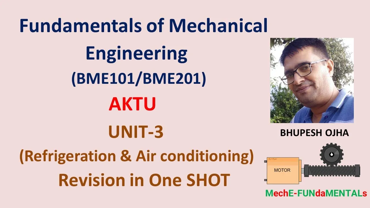 AKTU FME BME101 BME201 UNIT 3 Refrigeration and air conditioning One Shot Quick Revision