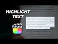 How to Highlight Text Using the Spotlight Effect in Final Cut Pro no plugins