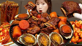 🍖요리먹방- 소갈비찜,전복토핑,매콤해물볶음,볶음밥🥘갈비가 쏙 빠지는 역대급 부드러운 갈비찜😋한식 집밥 GALBIJJIM MUKBANG ASMR EATINGSHOW REALSOUND
