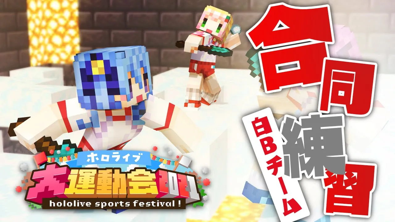 【Minecraft】運動会まであと3️⃣日！合同練習会！from 白Bチーム【ホロライブ / 星街すいせい】