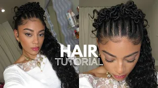 Easy Twisted Half Updo: Sleek Edges & Defined Curls | Step-by-Step Tutorial | jasmeannnn