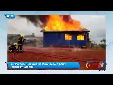 Campo Erê: incêndio destrói casa e deixa muitos prejuízos