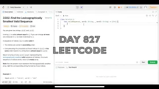 Day 827 LeetCode Problem 3302 Find the Lexicographically Smallest Valid Sequence - Swift