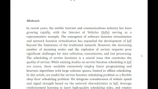Dynamic Scheduling of IoV Edge Cloud Service Functions Under NFV A Multi Agent Reinforcement Learnin