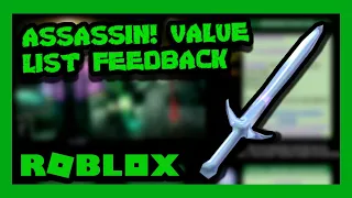 ROBLOX ASSASSIN VALUE LIST FEEDBACK MAY 2020 ZICKOI