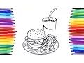 Food Coloring Pages Hamburger French Fries Coca Cola Coloring Fast Food Art Colours for Kids