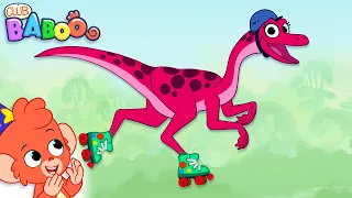 DINO on ROLLERSKATES | Club Baboo | Funny Dinosaur Videos for Kids | 1HOUR Learn Dino Names ABC Trex