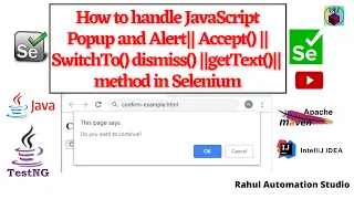 Handle JavaScript Alerts in Selenium accept dismiss getText Explained WebDriver Tutorial