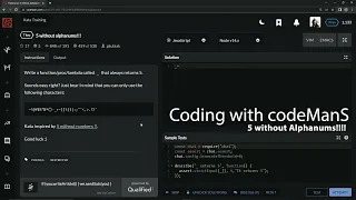 Codewars 7 kyu 5 without Alphanums Javascript