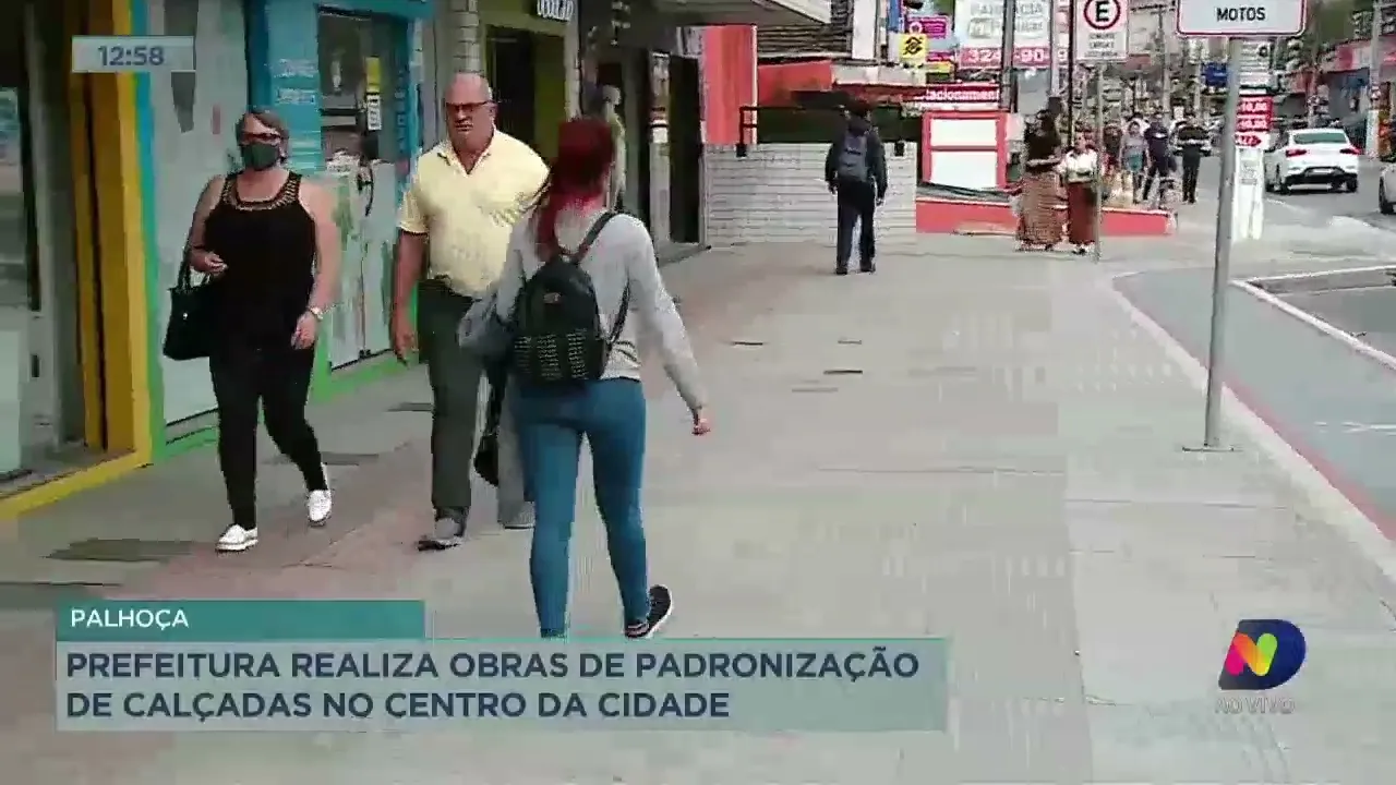 Palhoça: prefeitura realiza obras de padronização de calçadas no centro da cidade