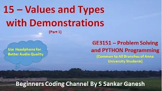 Values and Data Types in Python Integer Float Complex Examples GE3151-PSPP Tamil 15