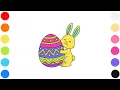 Bunny Hugging Easter Egg Cute Coloring Page