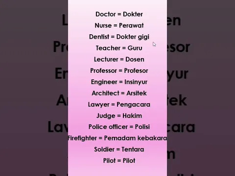 Kosakata Bahasa Inggris Tentang Nama Pekerjaan #english #vocabulary